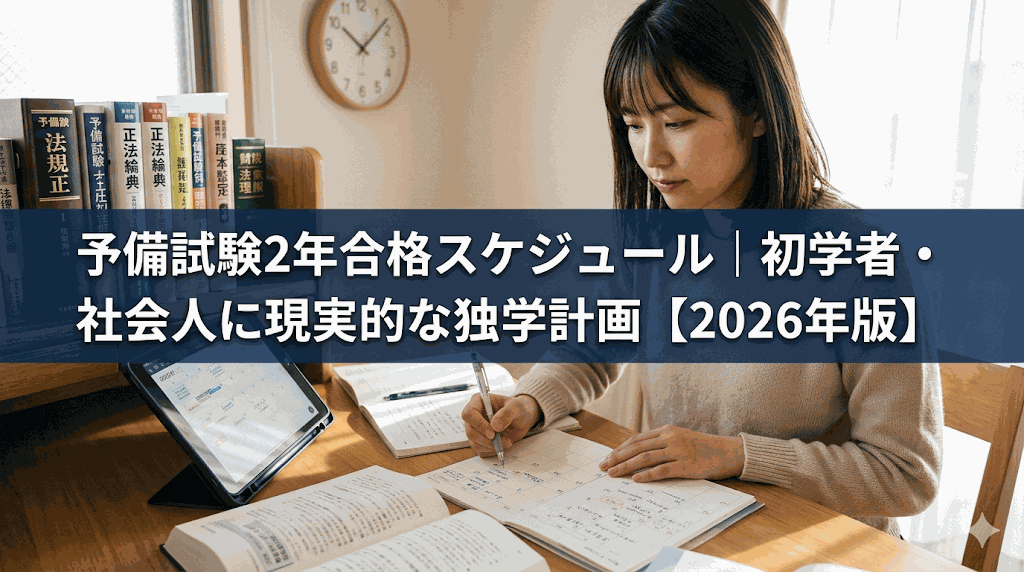 予備試験2年合格スケジュール|初学者・社会人に現実的な独学計画【2026年版】