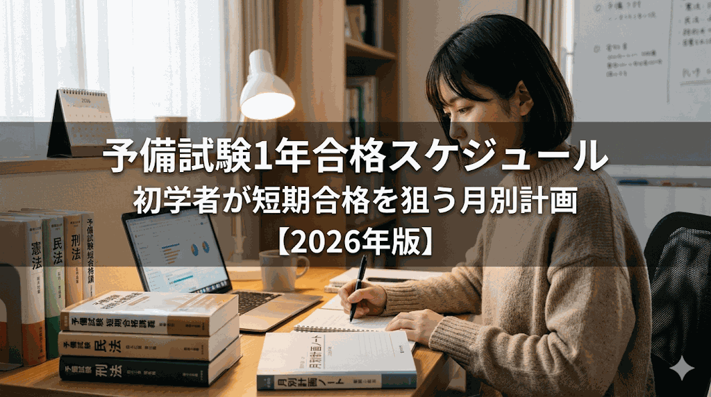 予備試験1年合格スケジュール|初学者が短期合格を狙う月別計画【2026年版】