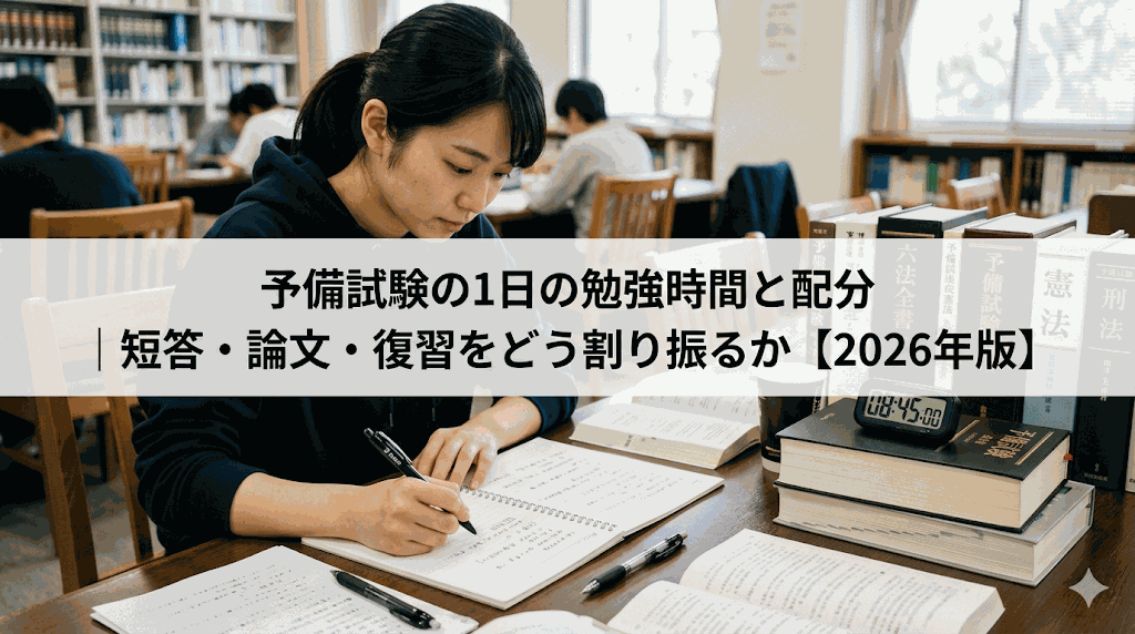 予備試験の1日の勉強時間と配分|短答・論文・復習をどう割り振るか【2026年版】